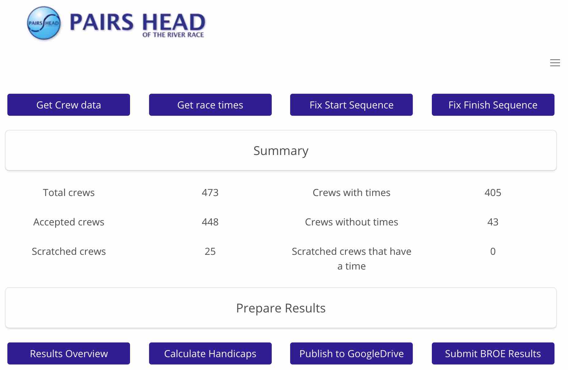 Pairs head results extended side project screenshot