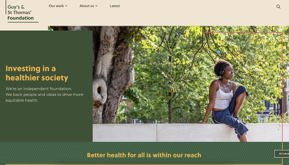 Screenshot of Guys and St Thomas Foundation website
